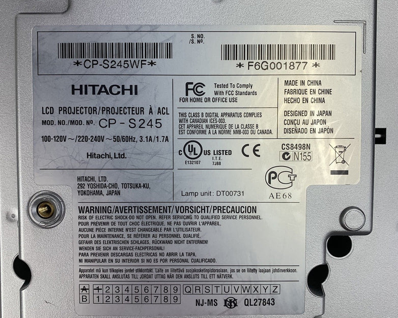Hitachi CP-S245 LCD Lamp Projector No Remote 646 Lamp Hours