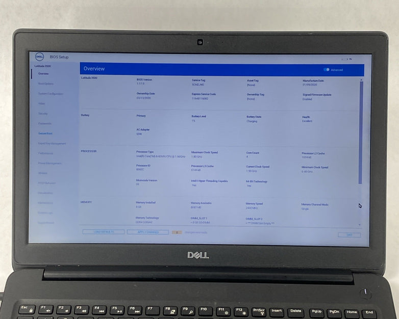 Dell Latitude 3500 Intel Core i5-8265U 1.60 GHz 8 GB RAM 15.6" No HDD No OS