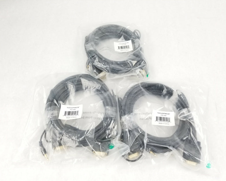 Monoprice 558 10ft Super VGA HD15 M/M CL2 Cable (Lot of 3)