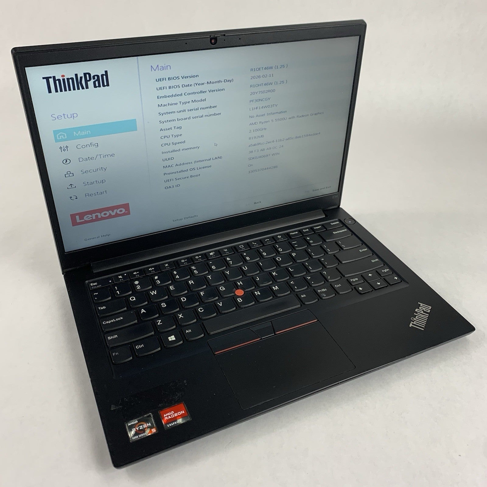 Lenovo ThinkPad E14 Gen 3 14" Ryzen 5 5500U 2.1Ghz 8GB Ram No OS/HDD/AC Scratch0