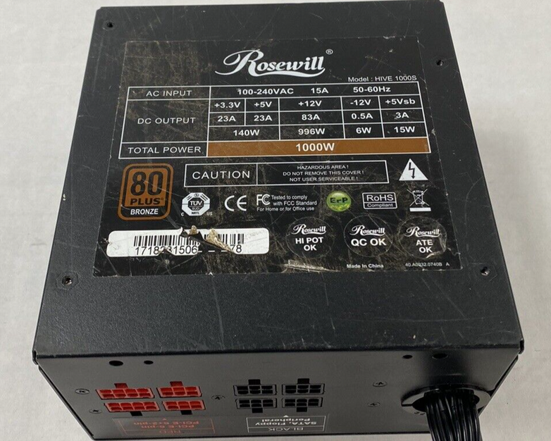 Rosewill HIVE-1000S 80 Plus Bronze Semi Modular Power Supply with Cables Tested