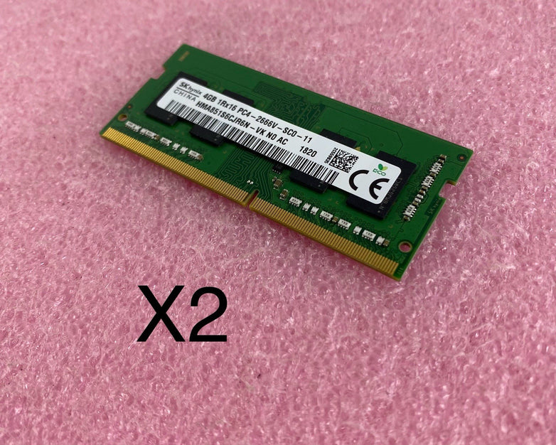 SK Hynix HMA851S6CJR6N-VK X2 4GB 1Rx16 PC4-2666V-SC0-11 Computer Ram Lot of 2