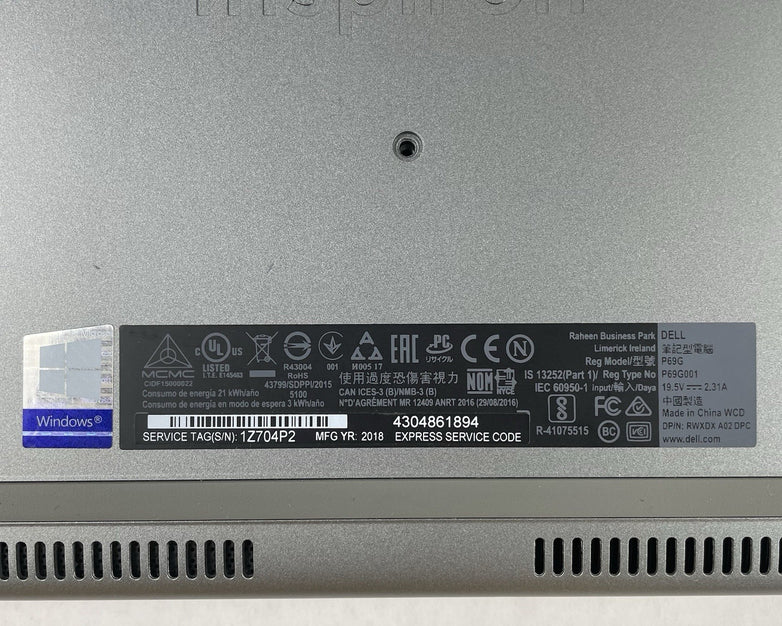 Dell Inspiron 5379 13.3" i5-8250U 1.60 GHz 8 GB RAM No SSD/OS/AC