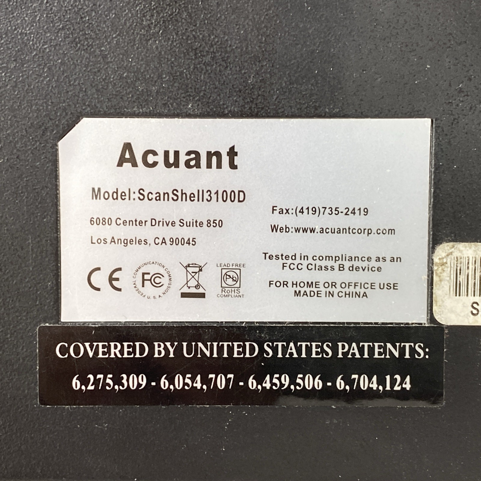 Acuant Scanshell 3100D Mechanical Scanner - Parts or Repair