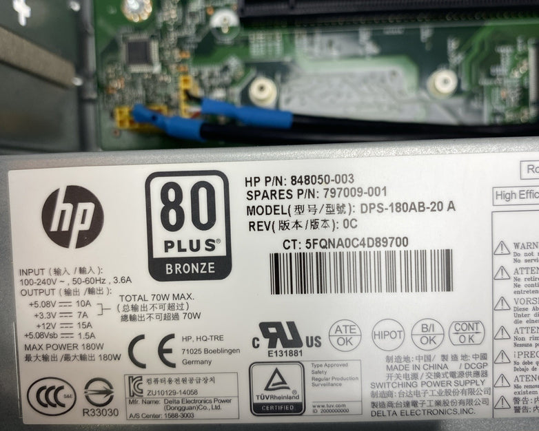 HP Slimline 270-p036 DT PC Intel i5-7400T 2.40GHz 1x8GB RAM WiFi No HDD OS