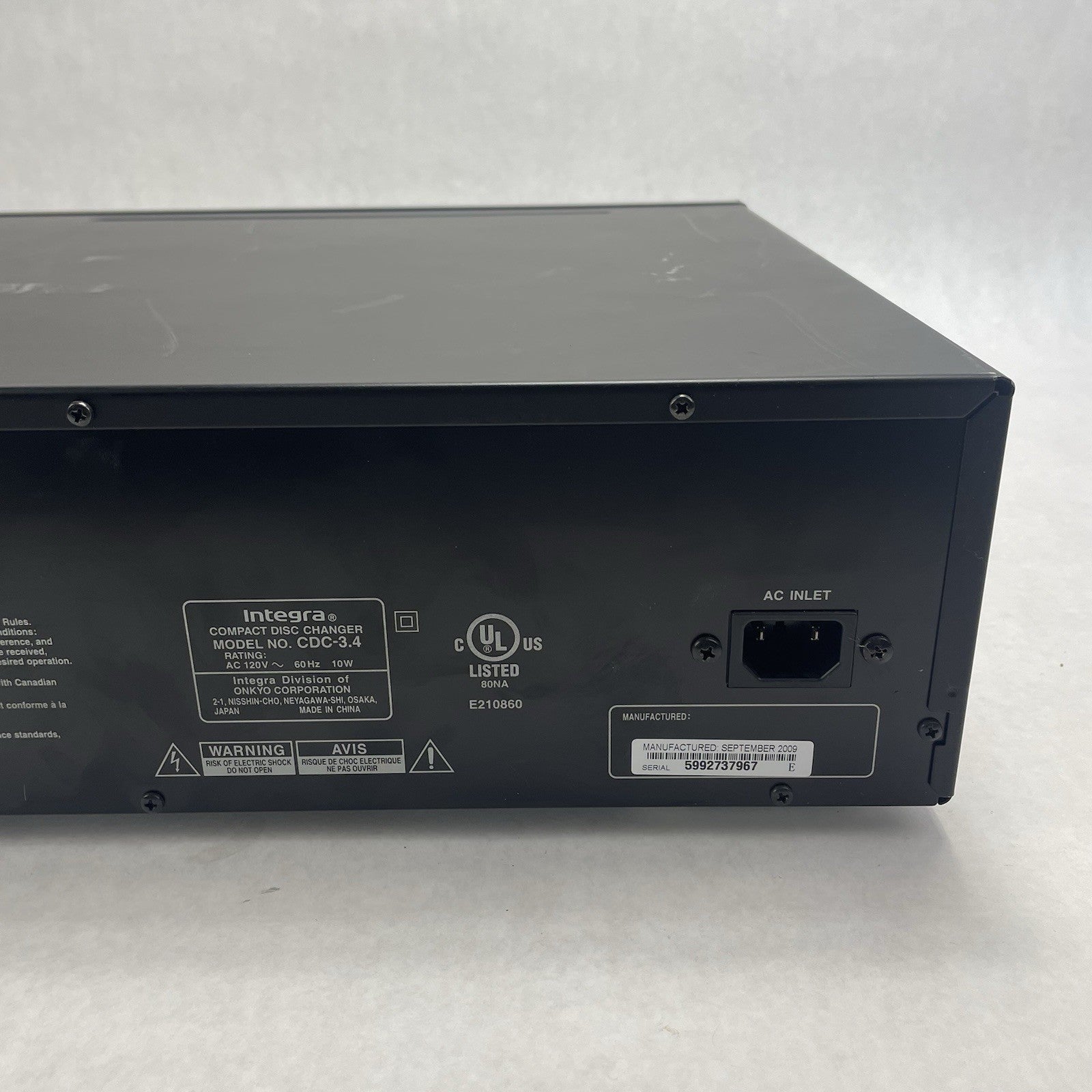 Integra CDC-3.4 Premium 6-Disc CD Carousel Changer Player Tested No Power Cord12