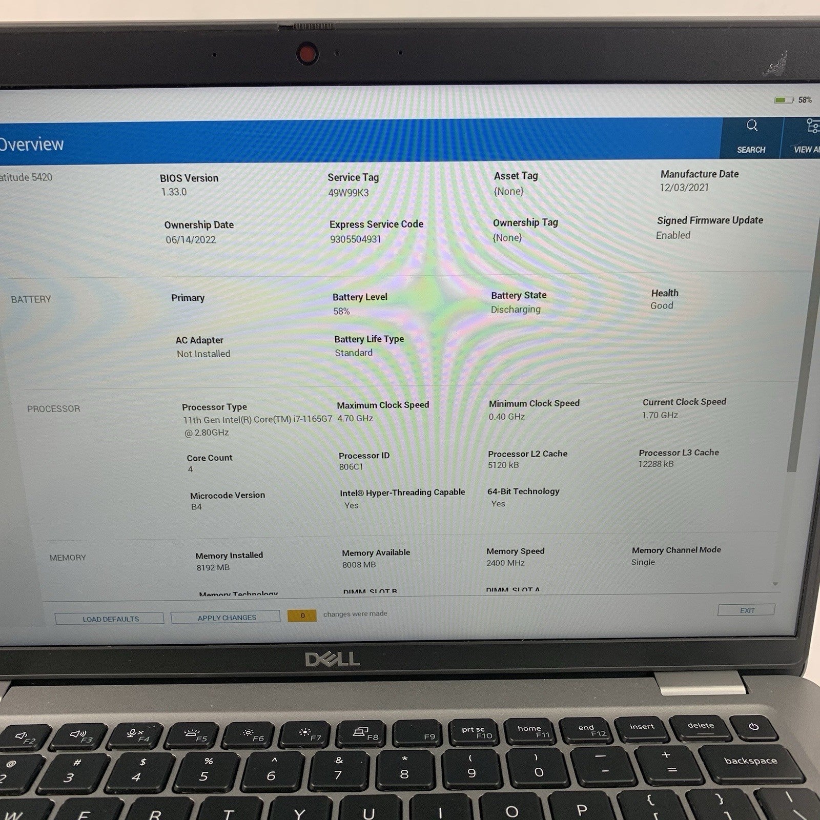 Dell Latitude 5420 14" Laptop  i7-1165G7 2.8 GHz 8 GB RAM No OS/SSD/AC2