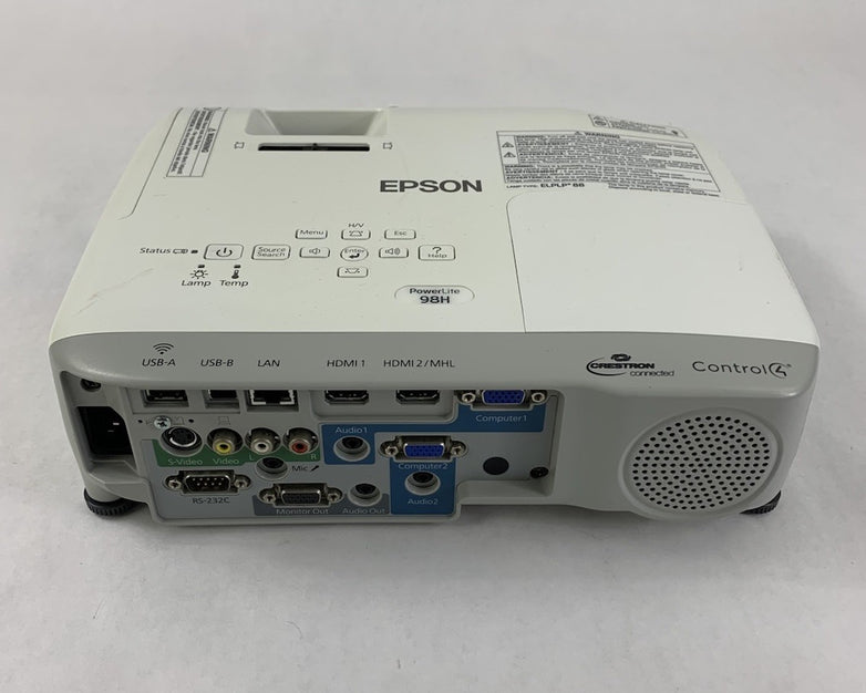 Epson PowerLite 98H H687A LCD Lamp Projector 96 Lamp Hours- Yellow Hue No Remote