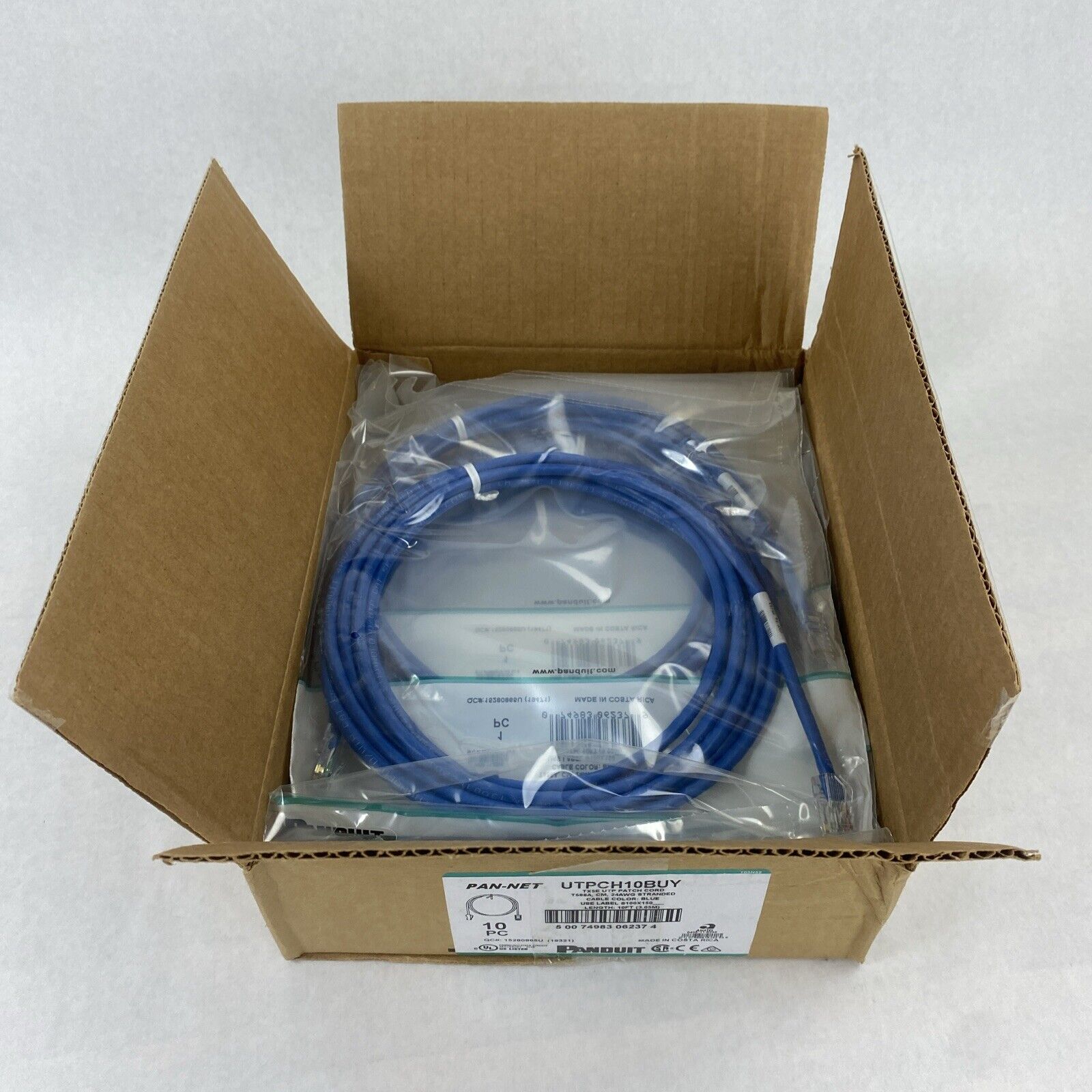 Lot of 10 Panduit UTPCH3YLY 10ft Blue TX5E UTP Patch Cord T568A