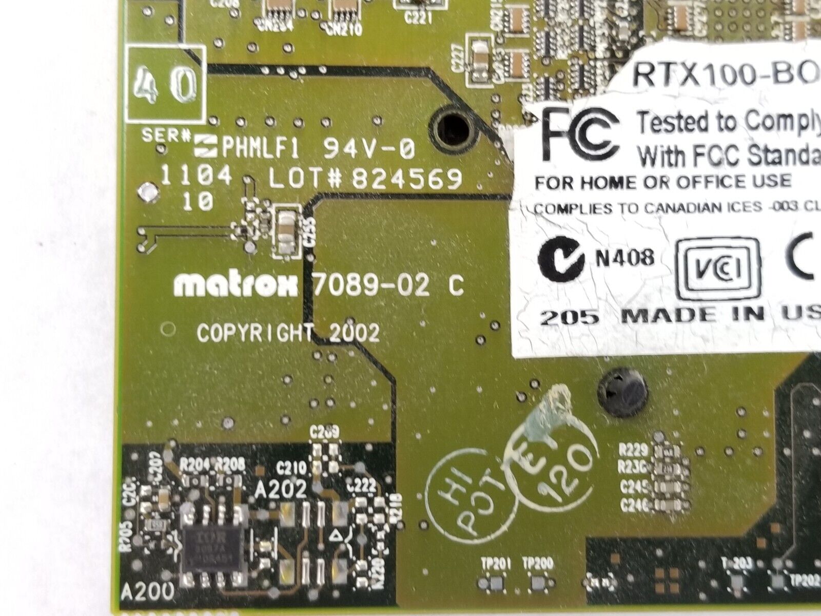 Matrox 7089-02 C RTX100 Board