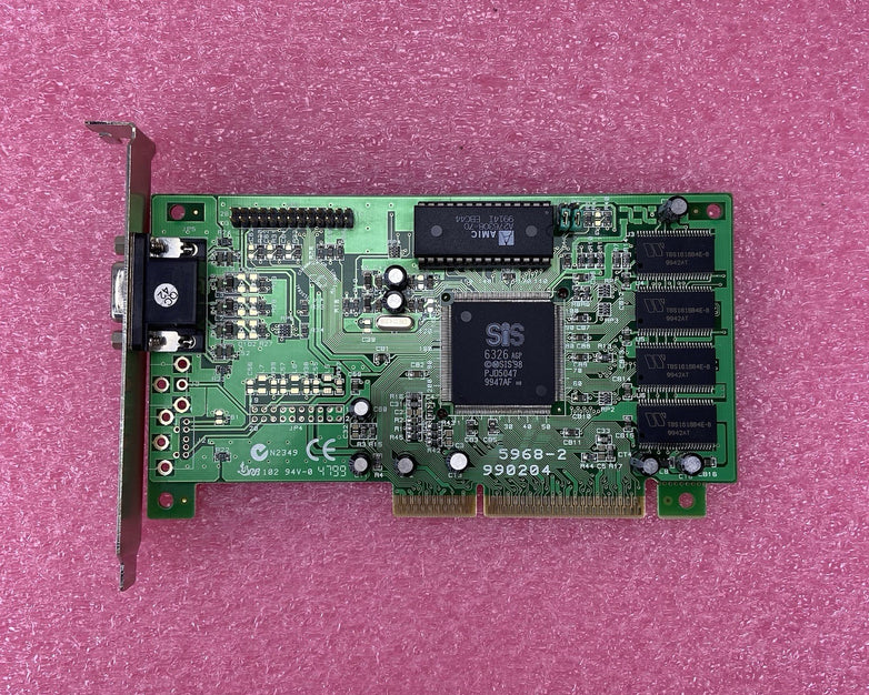 Vintage SIS 6326 AGP 4MB Pine 5968-2 Graphics Card Tested