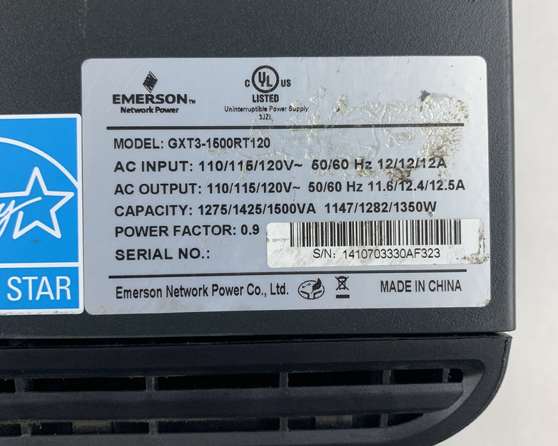 Liebert Emerson GXT3-1500RT120 UPS System Tested No Batteries No Caddy