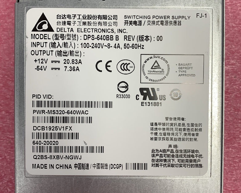 Delta Electronics DPS-640BB B Rev: 00 Switching Power Supply