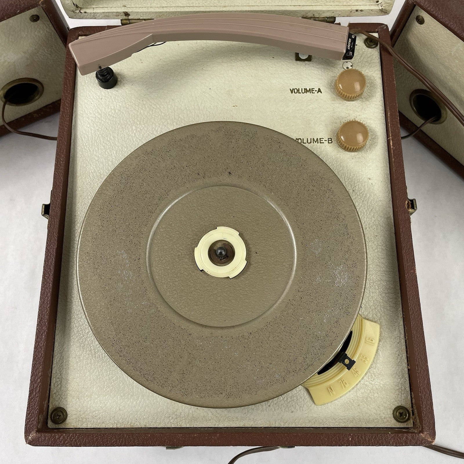 Symphonic Model 1707 Portable Stereo Record Player Broken Tonearm Tested