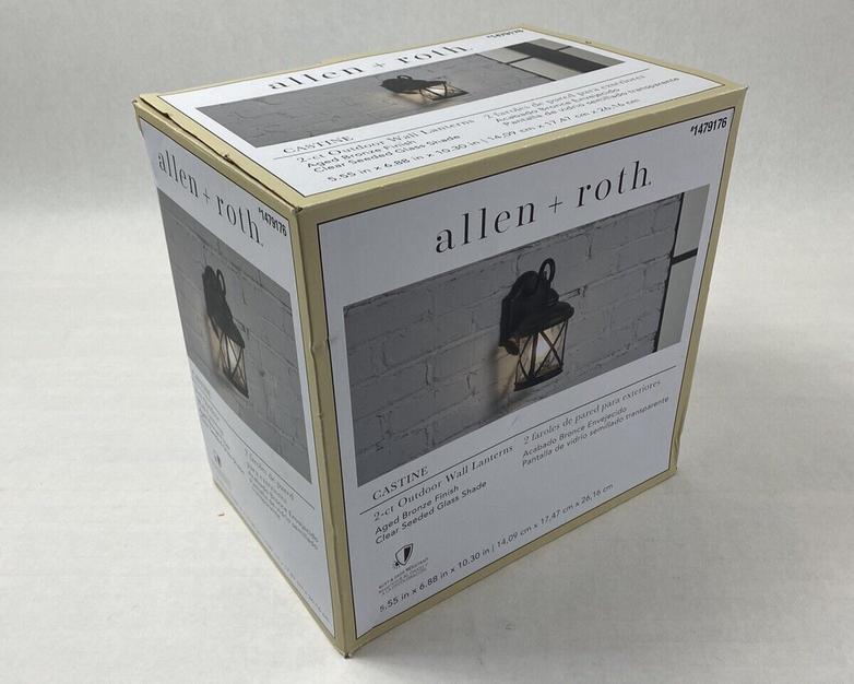 Allen Roth Outdoor Wall Lanterns #1479176 Aged Bronze Finish 2-Ct