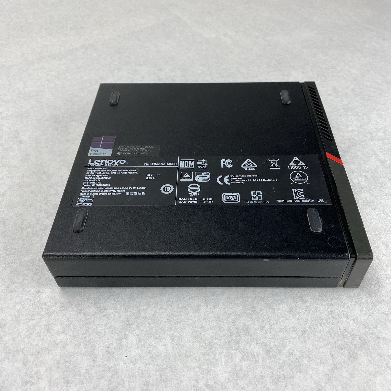 Lenovo ThinkCentre M600 Micro Pentium J3710 1.6GHz 4GB RAM No HDD OS Power Cord