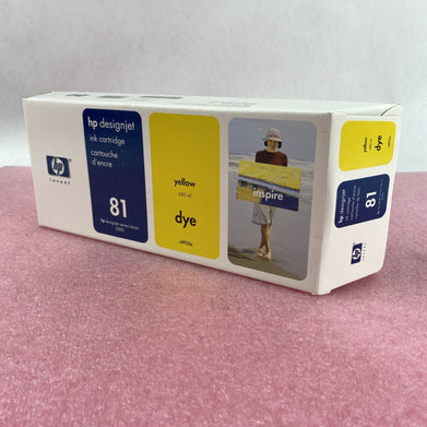 HP Designjet Ink Cartridge C4933a Yellow 81 New OEM Box Sealed 08 Lot of 2