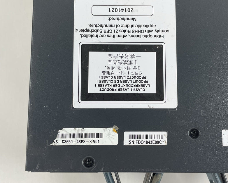 Cisco WS-C3650-48PS-S V01 Catalyst 3650 48-Port PoE+ 4x1G  Tested & Reset 2X PSU