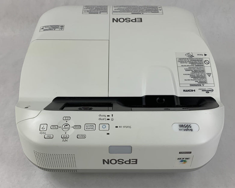 Epson BrightLink 595Wi H599A LCD Lamp Projector 3393 Lamp Hours - No Remote