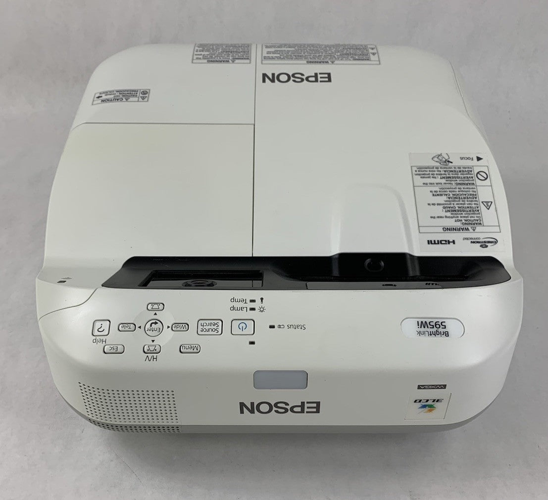 Epson BrightLink 595Wi H599A LCD Lamp Projector 3393 Lamp Hours - No Remote3