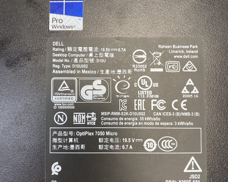 Dell OptiPlex 7050 Intel Core i7-6700 3.4GHz 8GB RAM No HDD/OS/PSU/CPU Fan