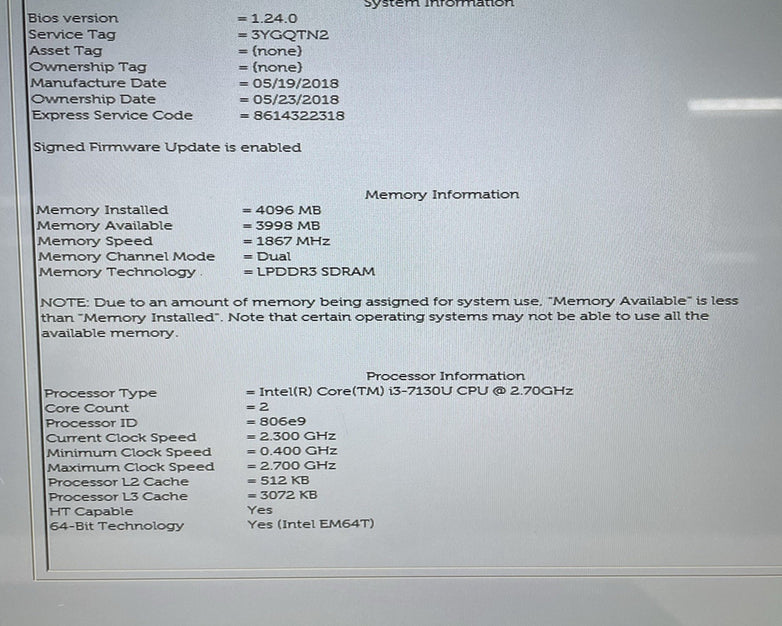 Dell Latitude 7390 2 in 1 13.3" Touch i3-7130U 2.70 GHz 4 GB RAM No SSD/OS/Batt