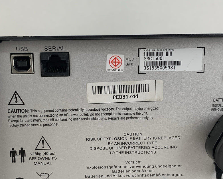 APC SMC1500I Smart UPS 1500VA 900W Tower UPS Tested No Batteries