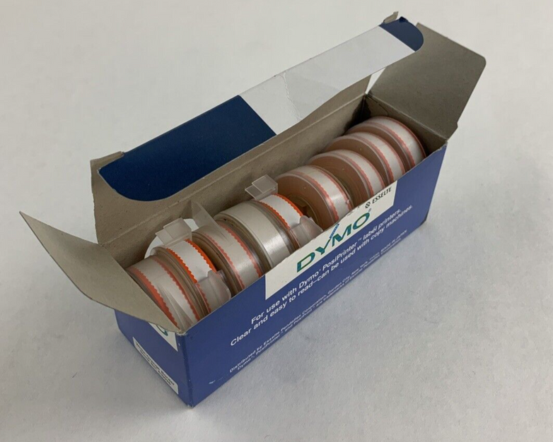 Dymo 610026 Esselte PosiPrint Labeling Tape White Orange Border 3/8"x10" 9 Rolls