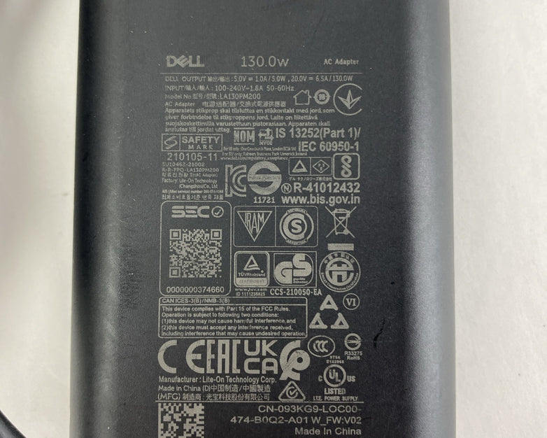 Dell LA130PM200 130W USB-C AC Adapter w/ Power Cord