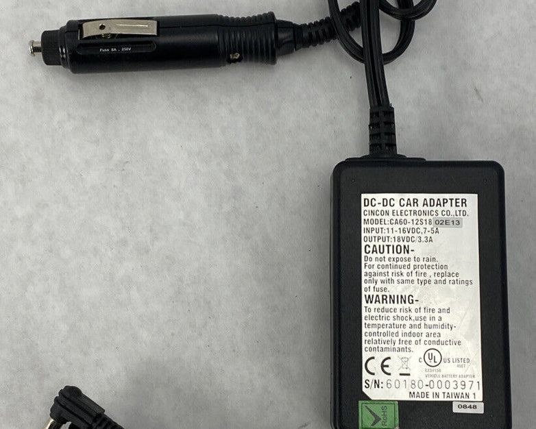Cincon CA60-12S18A-02E13 Automotive 16VDC Adapter to 2.4mm Barrell 18VDC 3.3A