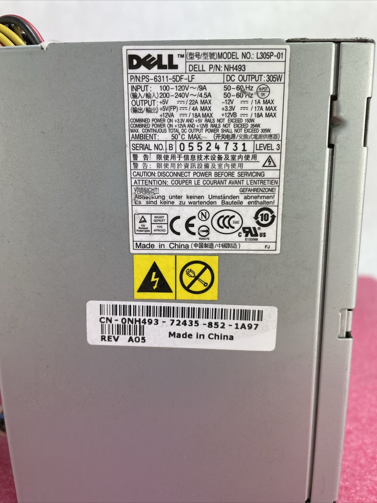 Dell L305P-01 NH493 305W Power Supply