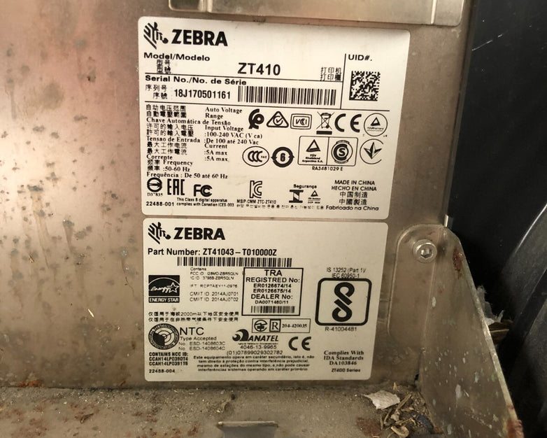 ZEBRA ZT410 300dpi ZPL Industrial Direct Thermal Label Network USB -Parts/Repair