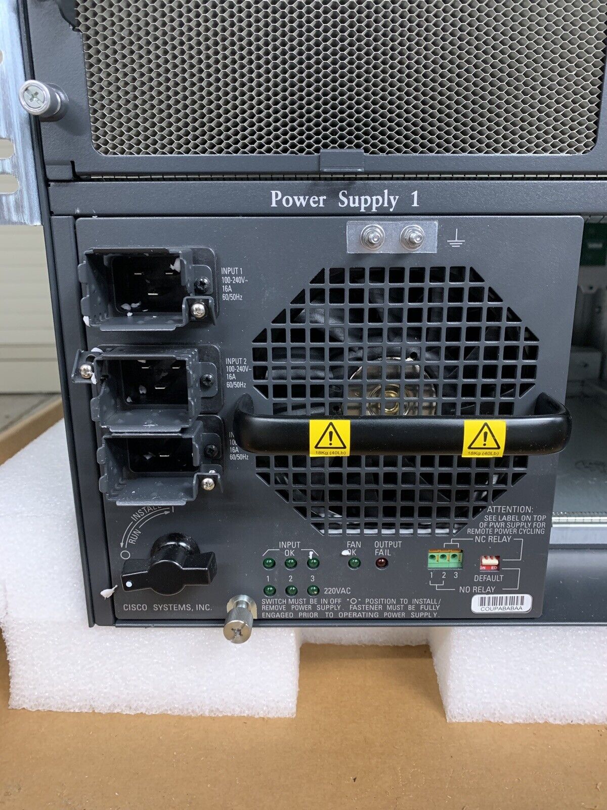Cisco WS-C6509-V-E Genuine  Chassis W/ 1x Power Supply Box Opened No Faceplate
