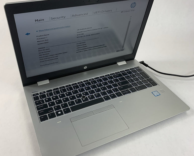 HP Probook 650 G5 15.6" Core I5-8265U 1.60 GHz 8 GB RAM No OS/HDD/AC/Batt Bent
