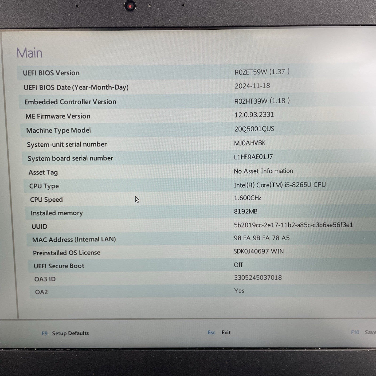 Lenovo ThinkPad L490 14" i5-8250U 1.60 GHz 8 GB RAM No SSD/OS -  Bad Corner2