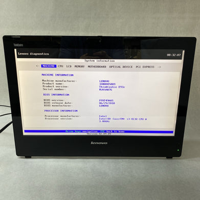 Lenovo ThinkCentre E93z AIO Intel Core i3-4130 3.40GHz 4GB RAM No HDD No OS