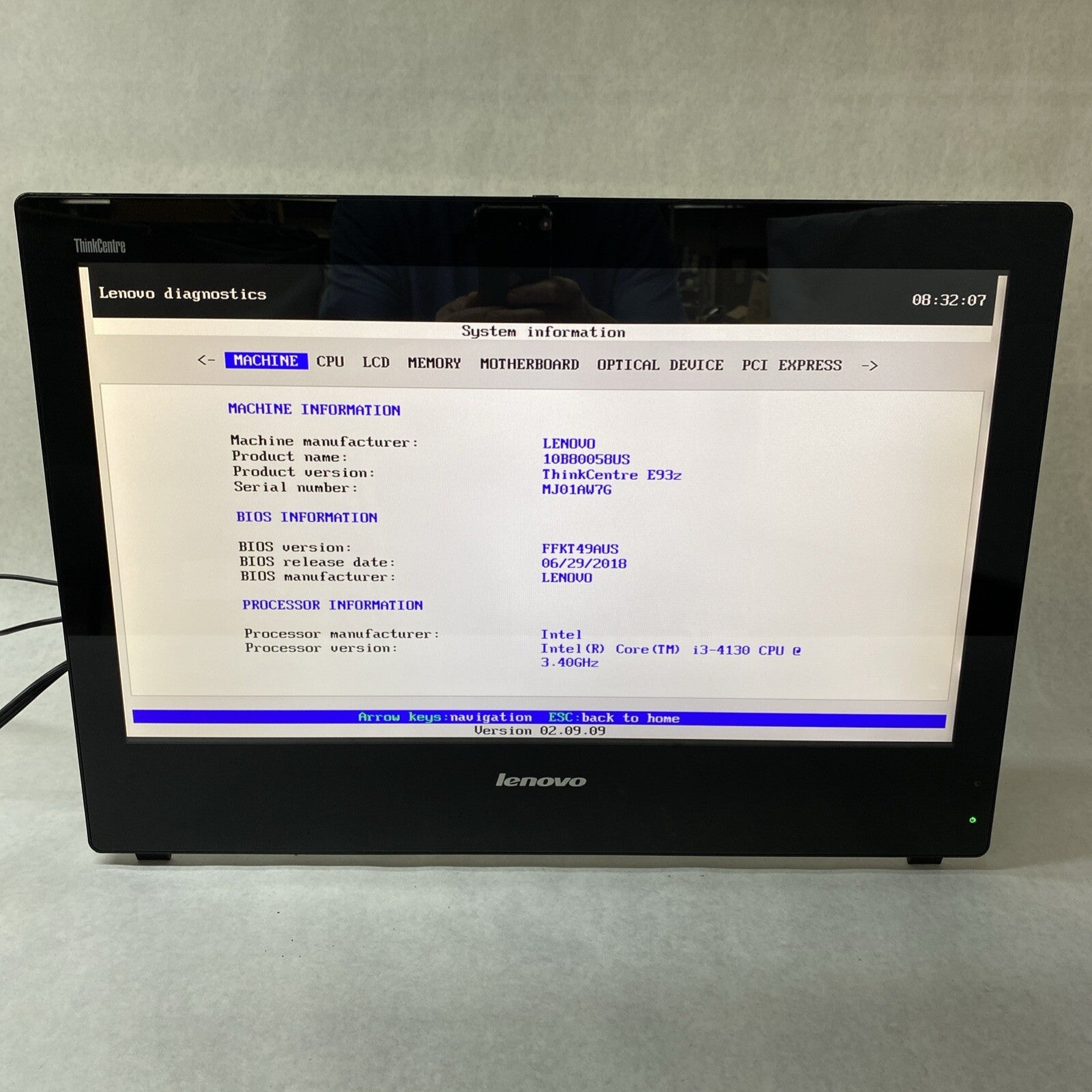 Lenovo ThinkCentre E93z AIO Intel Core i3-4130 3.40GHz 4GB RAM No HDD No OS