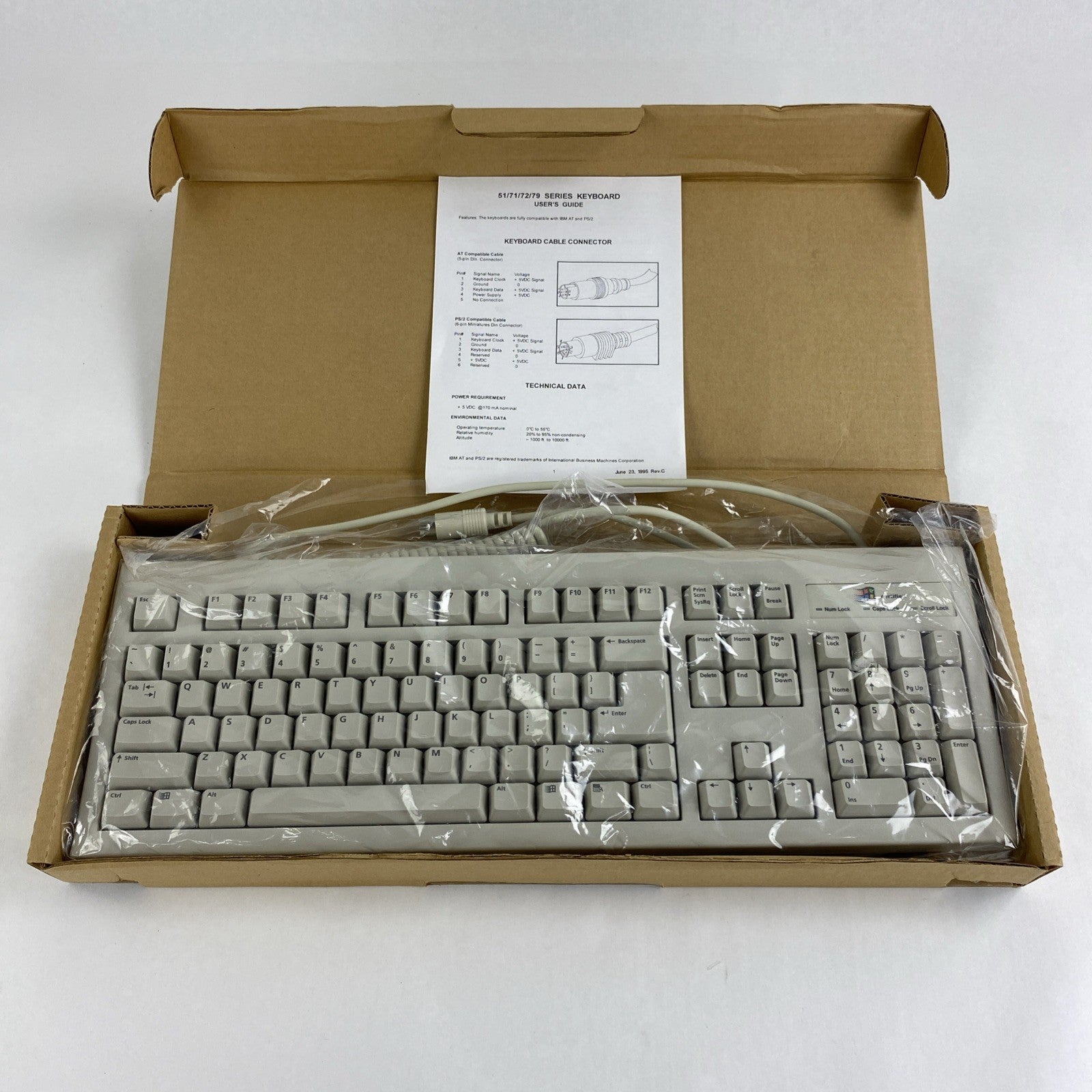 Vintage BTC 5140 Windows 95 Certified AT Membrane Keyboard - Open Box and Tested4