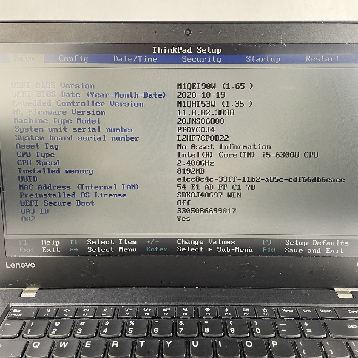 Lenovo ThinkPad T470 14" i5-6300U 2.40 GHz 8 GB RAM No SSD/OS/AC2