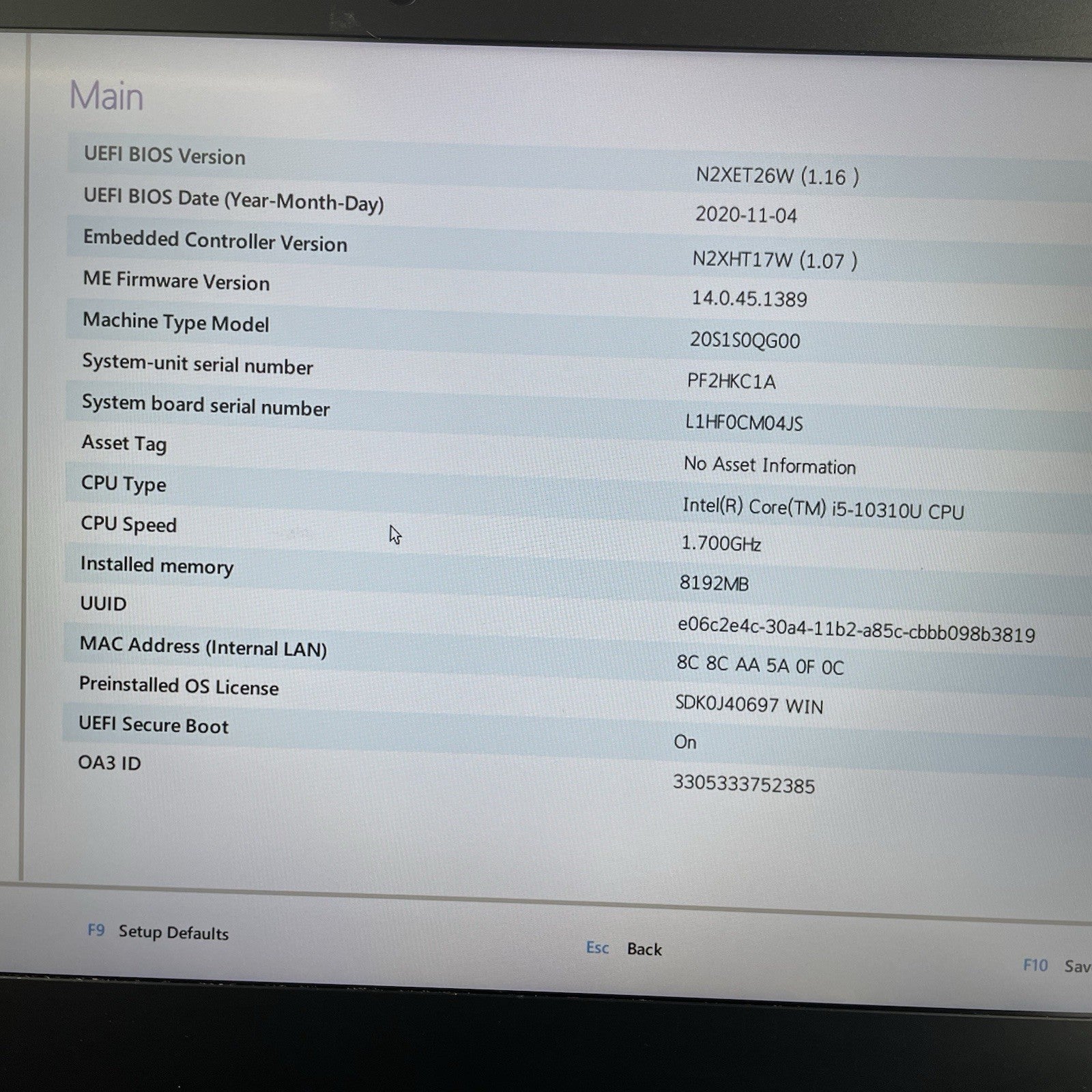 Lenovo ThinkPad T14 Gen1 14" i5-10310U 1.70 GHz 8 GB RAM No SSD/OS/AC2