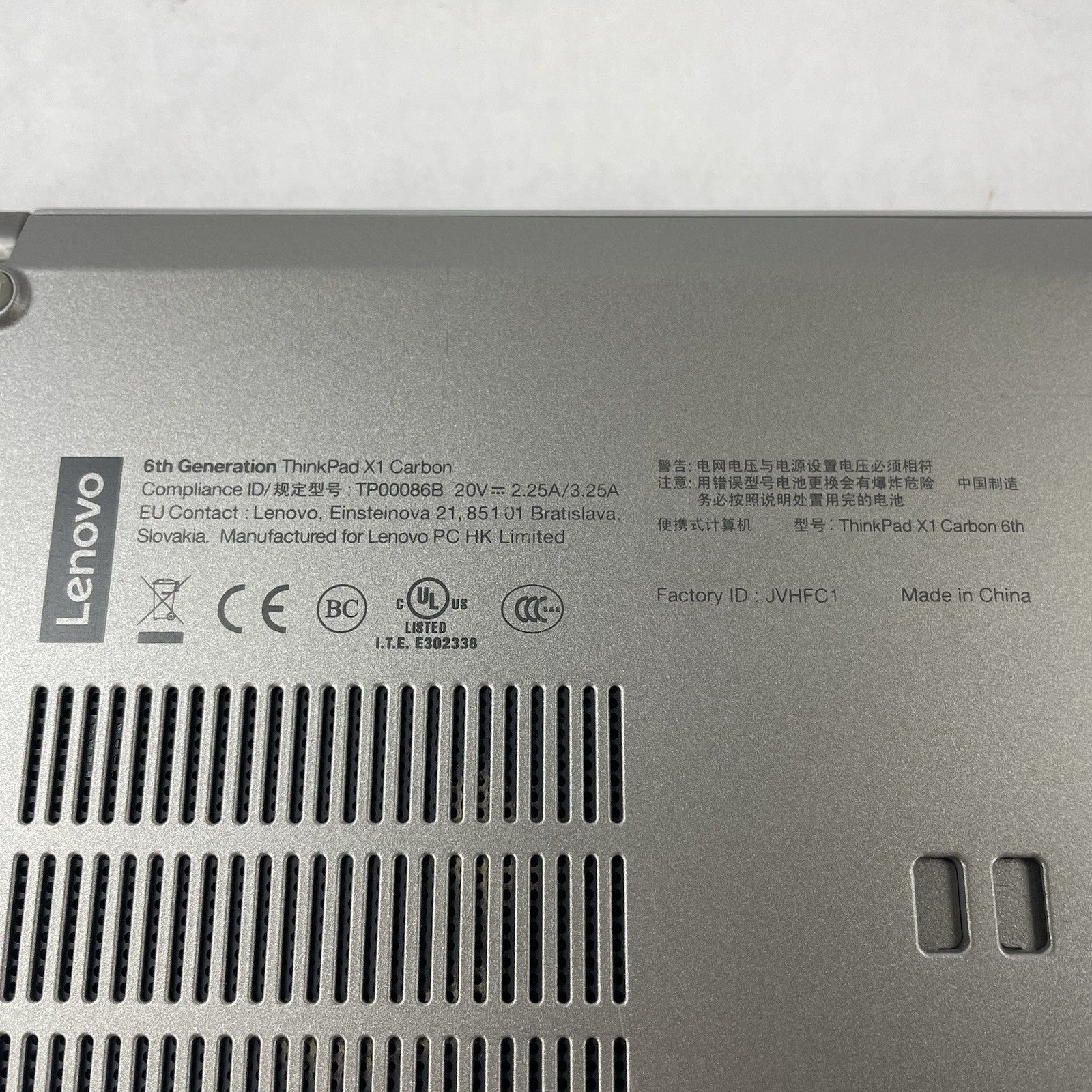 Lenovo ThinkPad X1 Carbon G6 14" i7-8650U 1.90 GHz 16 GB RAM No SSD/OS/AC13
