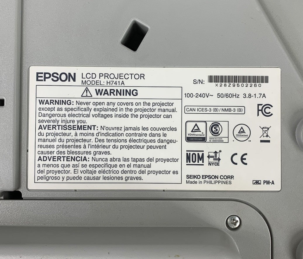 Epson H741A BrightLink 685Wi LCD Projector 5190 Lamp Hours