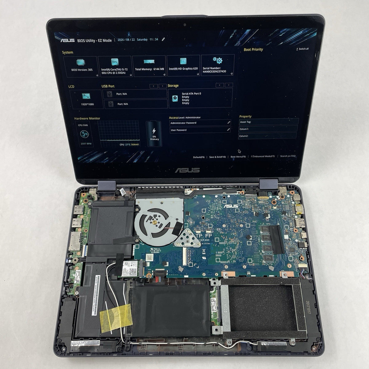 Asus TP410U 14" i5-7200U 2.50 GHz 6 GB RAM No SSD/OS/AC - READ15