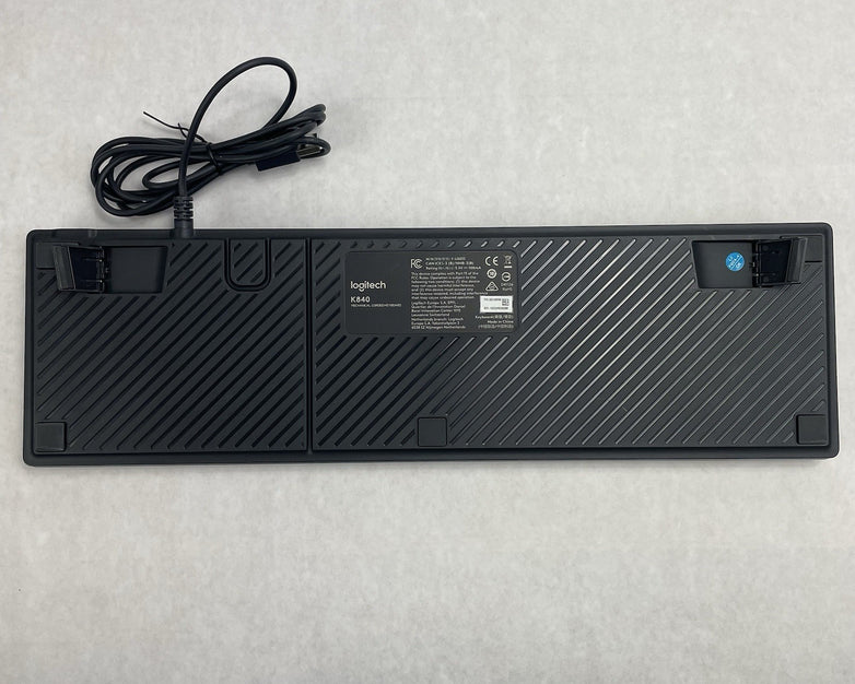 Logitech K840 Mechanical Keyboard Silver wired Tested Corded