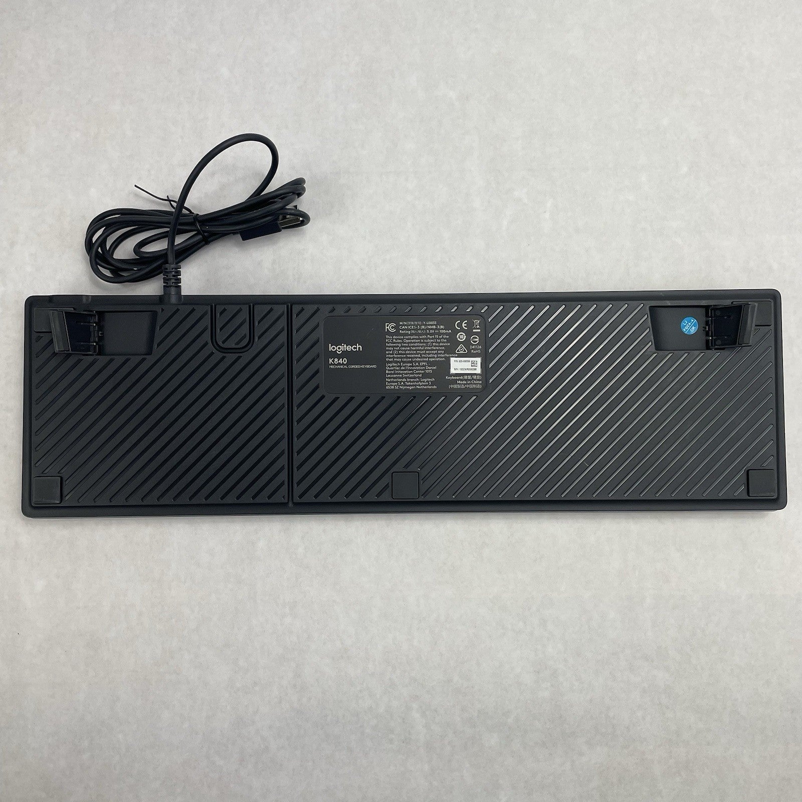 Logitech K840 Mechanical Keyboard Silver wired Tested Corded