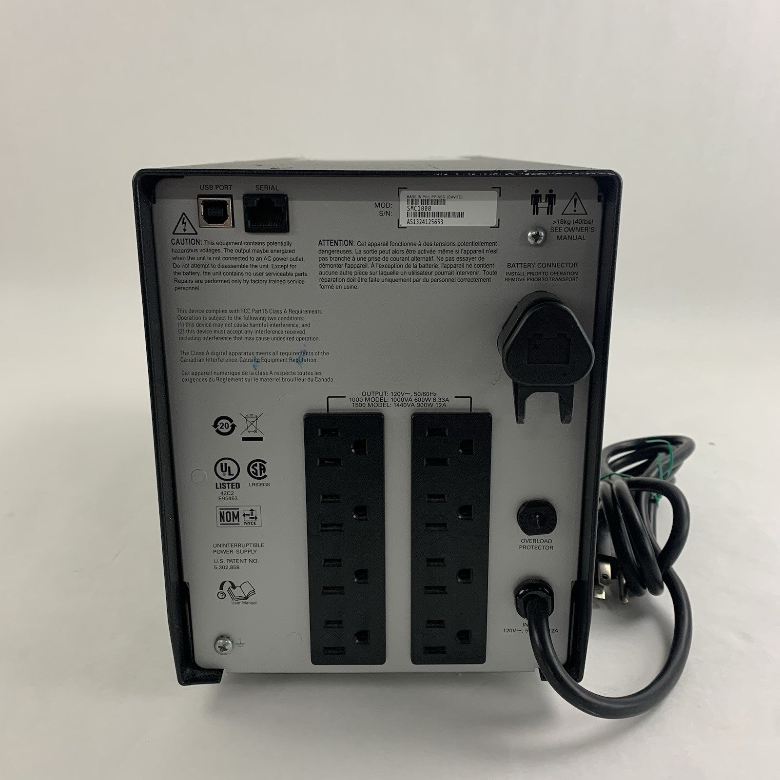 APC Smart-UPS SMC1000 1000VA Battery Backups UPS Tested No Batteries4