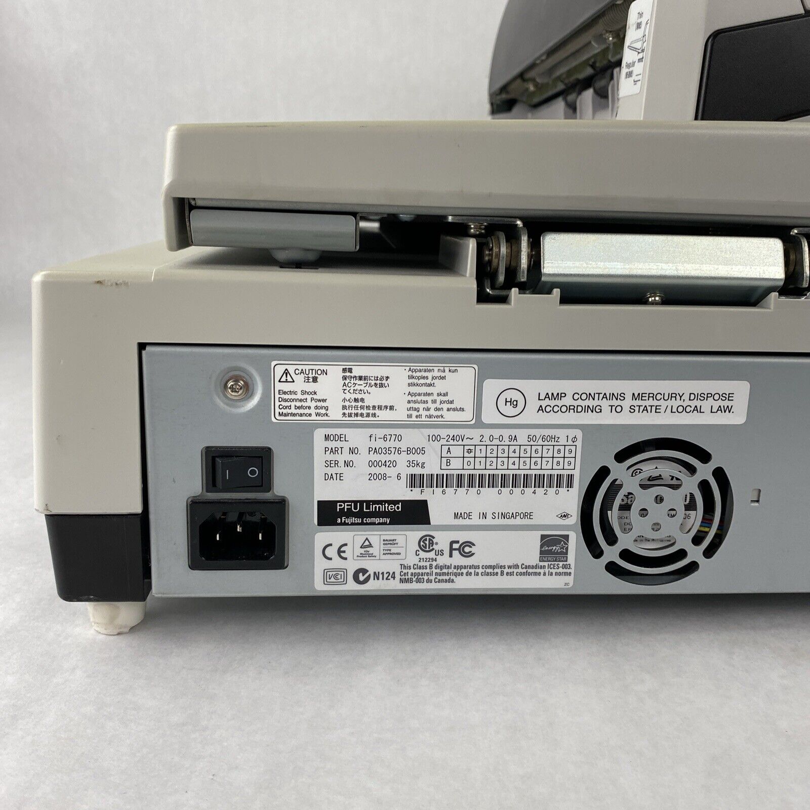 Fujitsu Fi-6770dj High Speed Flatbed Color Image Scanner