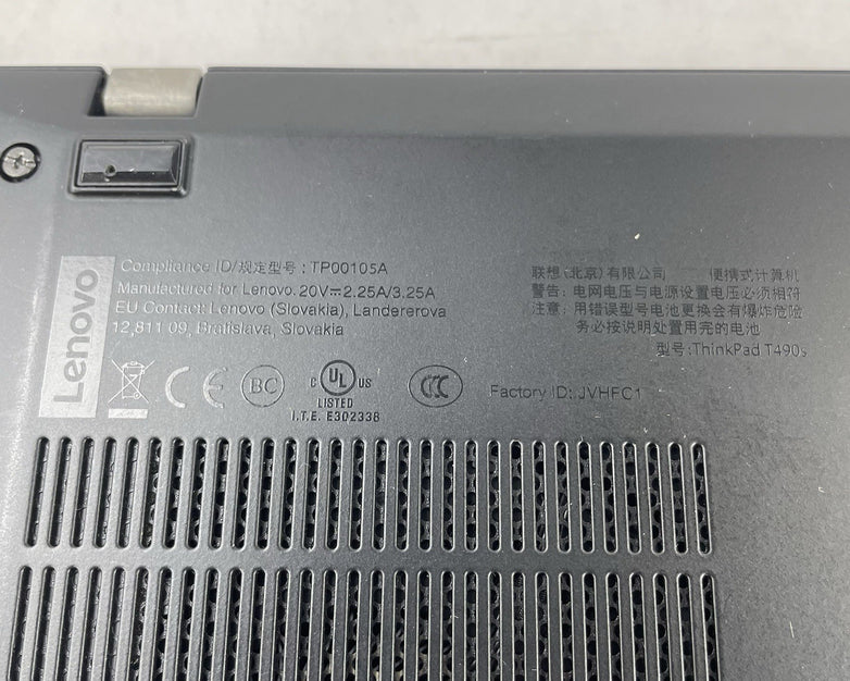 Lenovo ThinkPad T490s 14" i5-8365U 1.60 GHz 8 GB RAM No SSD/OS/AC