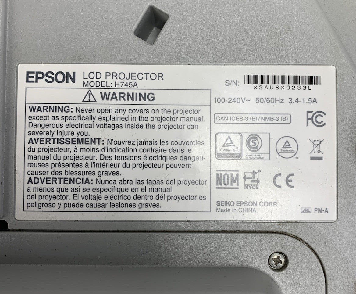 Epson H745A BrightLink 675W LCD Projector 1397 Lamp Hours