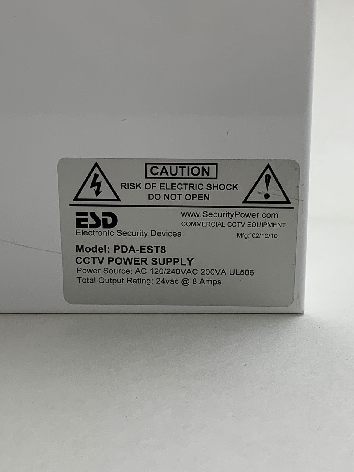 ESD PDA-EST8 CCTV Power Supply Box Untested